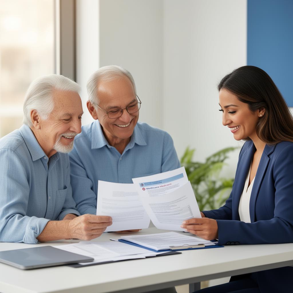 Medicare advisor reviewing plans with senior clients